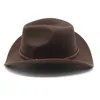 Berets Wool Women's Men's Western Western Hat for Gentleman Lady Jazz Cowgirl with Leather Cloche Church Sombrero Caps 230926