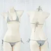 Anime cameriera costume cosplay donne sexy grigio con cappuccio manica lunga felpa coniglietta fasciatura costume da bagno lingerie bikini set vestiti 70hF #