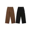 Calças masculinas homens coreano streetwear moda solta casual cintura ajustável fivela corrente pingentes hip hop terno calça calças masculinas y2k