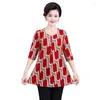 T-shirts voor dames Zomer 8XL Casual geometrisch bedrukte truien Kleding Stijlvol Contrasterende kleuren Woon-werk Los Midi-T-shirt met halve mouwen