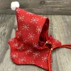 Kostiumy kota Boże Narodzenie Zwierzęta Czerwone szalik z kapturem biały płatek śniegu drukowanie śmieszne czapki festiwalowy nagłówek dla kotów szczeniaki akcesoria