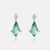 Boucles d'oreilles à clous en argent Sterling pour femmes, zircone verte, calcédoine, Agate géométrique, bijoux tendance et à la mode, cadeaux