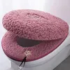Toalettstol täcker vinter förtjockad plysch täcka vattentät universell ring tvättbar dragkedja badrumsmatta dekorativ