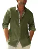 2023 autunno solido camicia da uomo Baggy manica Lg Butt hawaiano 100% camicia di lino Cott per uomo camicetta Camisa Masculina Streetwear Z5yO #