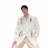 homens textura tecido lapela lg manga solta casual streetwear fi camisas coreano escritório homem vintage dr camisas x0Zo #