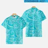 Men's Casual Shirts Shirt Y2k Hombre Blue Floral Pattern Short Sleeve Street Hawaiian Beach Vintage Harajuku