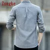 2024 Nieuwe Lente Solid Mannen Shirt Mannelijke Kleding Slim Fit Oxford Cott Lg Mouw Casual Shirts Mannen Fi Merk m-4XL 14yr #