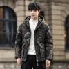 2022 New Men Hooded Down Jacket Short 90% White Duck Down Winter Coat Korean Fi Thickening Tooling L2Y9#