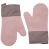 Baking Moulds Oven Mitts Heat Resistant Silicone 2Pcs Waterproof Flexible Kitchen Gloves For Cooking Pink