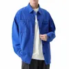 Mens denim skjorta fi harjujuku lg hylsa toppar vår höst vintage baggy jacka trend streetwear överdimensionerade hankläder 77om#