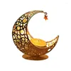 Candle Holders Crystal Pillar Holder Moon Shaped Metal Stand