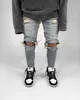 Hommes Jeans Stretch Détruit Ripped Paint Point Design Fi Cheville Zipper Skinny Jeans pour hommes i8YY #