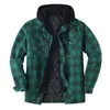 Mens Winter Hooded Shirt Jacket Men's Casual Loose Thicked Warm Harajuku Cott Flanell Plaid Hooded Coat Outdoor Work Outwear K77k#