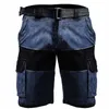 3d digital printed denim shorts, men's trend, street running, outdoor worn-out work shorts, punk style, versatile, loose Y2K den u5sF#