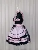 Anime Gothic Lolita JSK Dr Kurzarm Kawaii Bogen Maid Party Dres Cosplay Katzen Mädchen Harajuku Nette Rosa Rüschen Schwarz E2Cz #