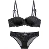 Bh Sets Sexy 1/2 Half Cup Bloem Jacquard Bh Set Voor Vrouwen Verzamelen Handhaven Vrouwelijke Zoete Lingerie Kanten Ondergoed