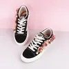 Casual Shoes For Autumn Women Sneakers 2024 Fashion Flat Breathable Canvas Platform Black Soft Footwears Sequin Flower