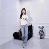 T-shirt Femme Designer Shenzhen Nanyou High End Wear 2024 Début du printemps Nouvelle chaîne de perles de l'industrie lourde T-shirt à manches courtes Top HX42