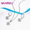 Halskette Ohrringe Set Romantische Braut Hochzeit 925 Sterling Silber Hübsche Blumen mit hochwertigem Kubikzircon Damen Accessoires