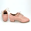 Buty taneczne różowe skórzane łacińskie dla kobiet dziewczęta 2 3,5 cm 5 cm pięty miękka sala balowa Nauczyciel