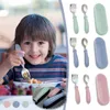 Ensembles de vaisselle 1pcs enfants Spoon Forks Box Kids Kids en acier inoxydable Couvoirs portables Ustensiles d'alimentation de bébé