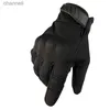 Guanti tattici da uomo Biker Full Finger Moto da corsa Antiscivolo Touch Screen Sport all'aria aperta Nero Inverno YQ240328