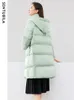 Sentubila Women down Jacket 2023 Windproof Castiral Winter Hooded Fi Mid-Length Down Coat高品質の暖かいジャケットw34y50856 45mi＃