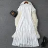 2024 Summer Short Sleeve Round Neck White Lace Dresses Ruffle A-Line Elegance Dresses Casual Dresses