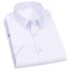 Mens Dr Casual manga curta camisa de seda gelo branco azul camisa masculina para homens marca social camisas de festa de casamento de alta qualidade 92pp #