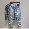 Spodnie Star Man Cowboy Spodnie Przycięte elastyczne męskie dżinsy na rozciąganie jasnoniebieskie z ubraniami drukowania Y2K 2000S Spring Autumn Wed A7GM#