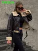 t Moda 2024 Bahar Sonbahar Kadın Kürk Kürk Kürek Sıcak Ceket Kuzu Yün Kaldırılmış Lokomotif Yakası Kadın Ceket Kahverengi Şık Dış Giyim R1L5#