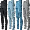 2022 Nieuwste Europa Jeans Mannen Potlood Broek Casual Cott Denim Ripped Distred Hole Fi Broek Zijzakken CargoFD12718632 R2x5#