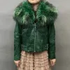 women's Genuine Sheepskin Leather Jackets Real Fur Big Collar Coat Crocodile Pattern g2Xu#