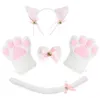 Women Lady Kitty Maid Cosplay Costume Set Plush Ear Bell pannband Bowknot Collar Choker Tail Paws Glyes Anime Props W2LD#