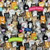 Fabric Lovely 100% Cotton Fabric Colour Bottom Cartoon Cats Pattern Digital Print Sewing Material DIY Home Patchwork Dress Clothing