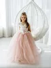 Lace Flower Girl Dress Bows Children's First Communion Dress Princess Tulle Ball Gown Wedding Party Dress