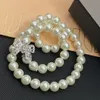 MIUM MIUM same necklace/bracelet high version designer M letter bow pearl necklace women's temperament clavicle chain