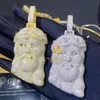 Iced Out Fire Sparkly Man Bijoux Hip Hop Sier Plaqué Or Jaune Vvs1 Poire Moissanite Diamant Jésus Pendentif