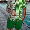 Camicia da uomo Imposta 3D Stampa Vintage Strisce Manica corta Camicia casual Pantaloncini da spiaggia Estate Streetwear Vacati Abiti hawaiani I1g7 #