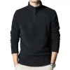 autumn and winter 2024 Men's fi turtleneck solid color two-sided cmere sweater imitati fleece sleeve m undershirt r9Bk#