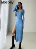 spring and winter French slit sweater dr female slim tight-fitting hip-knit over-the-knee dres a4fR#