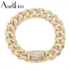 Anztilam 13mm hip hop iced out square zircon bracelet chain cupan cuped chain paded pling stone men women rock joledry the gholesal l1731