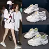 Casual Shoes 30 2024 Spring Wave Bottom Dad Women Ins Fashion All-Match Mesh Breattable Sneakers Subnet Red Women's