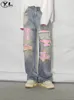 American Vintage Graffiti Jeans Hombre Y2k High Street Baggy Hole Pantalones de mezclilla Mujer Hip Hop W Pantalones de vaquero de pierna ancha recta v8fn #