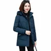 new Snow Wear Hooded Mid Length Down Cott Coat Women's Loose Thickened Warm Parkas Middle Aged Mother Winter Wadded Jacket i3AV#