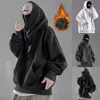 autumn And Winter Men's Hoodie Y2K Solid Color Loose Plus Fleece Hoodie for Men Warm Turtleneck Hooded Pullovers Outwear M0ei#