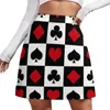 Jupes jouant carte de Poker jupe coeurs diamants Clubs pique élégant Mini été taille haute Design rue mode décontracté