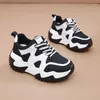 Casual Shoes 8CM Women High Platform Sneakers 2024 Autumn Breathable Chunky Dad Thick Sole Trainers Leather Woman