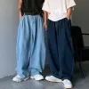 Pantalon cargo unisexe à jambes larges, streetwear baggy jeans printemps automne hommes coréens jeans lâches droites marque vêtements nouveau z6K1 #