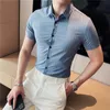 Plus Größe 4XL-M Männer Sommer Kurzarm Stickerei Gestreifte DR Shirts 2022 Koreanische Hintern Slim Casual Social Smoking Blusen P7Xi #